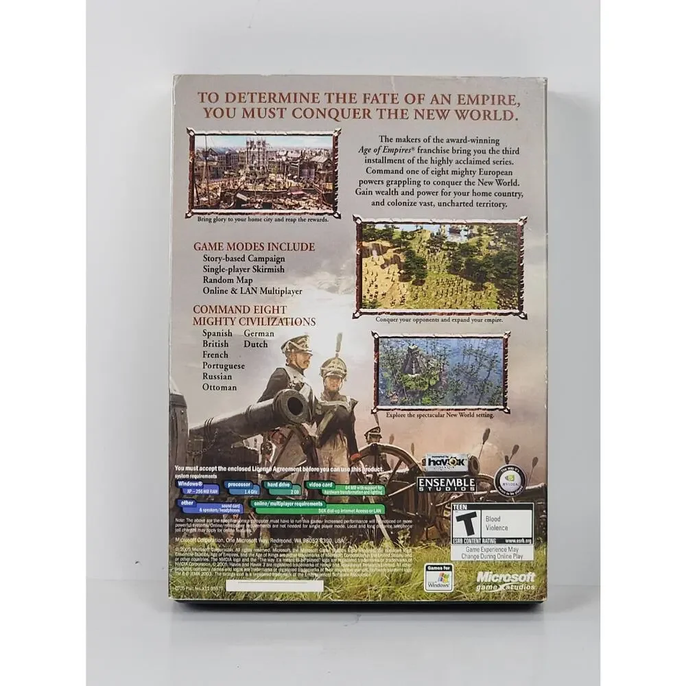 Microsoft PC AGE OF EMPIRES III Strategy 3 Disc Set w/ Play Code Video Game